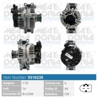 Генератор MEAT & DORIA R0G0N5 8 5510235 Bmw 3 (E46) 4 Купе 2.0 318 Ci 150 л.с. 2005 – 2006