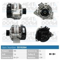 Генератор MEAT & DORIA Mercedes E-Class (W210) 2 Седан 2.0 E 200 Kompressor (245) 186 л.с. 1997 – 2002 5510264 G2NO RX