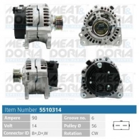 Генератор MEAT & DORIA 5510314 K8 0ART Audi A3 (8L) 1 1996 – 2003