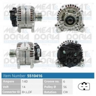 Генератор MEAT & DORIA 5510416 BLD EQX Audi A2 (8Z) 1 2000 – 2005