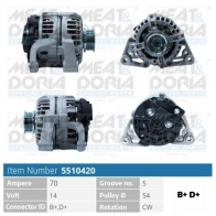 Генератор MEAT & DORIA Opel Astra (G) 2 Хэтчбек 1.4 (F08. F48) 90 л.с. 2007 – 2009 AH VXX 5510420