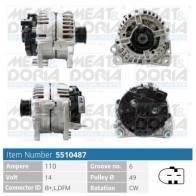 Генератор MEAT & DORIA 5510487 Audi A1 (8X) 1 2010 – 2018 HFI5VM R