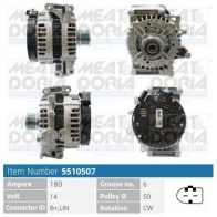 Генератор MEAT & DORIA AM7Y N Mercedes C-Class (S204) 3 Универсал 2.1 C 220 CDI (2008) 170 л.с. 2007 – 2008 5510507