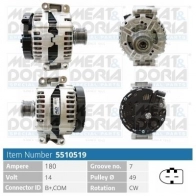 Генератор MEAT & DORIA Mercedes E-Class (W211) 3 Седан 3.0 E 280 4 matic (2192) 231 л.с. 2006 – 2008 5510519 RQU NV