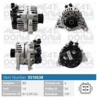 Генератор MEAT & DORIA 5510538 Toyota Avensis (T250) 2 Хэтчбек 7Y J5XC