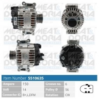 Генератор MEAT & DORIA Audi A4 (B7) 3 Седан 5SENQ A 5510635