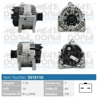 Генератор MEAT & DORIA Renault Laguna (BG) 2 Хэтчбек 2.0 16V Turbo (BG0S. BG1L. BG1M) 163 л.с. 2003 – 2005 K9 45Y 5515110