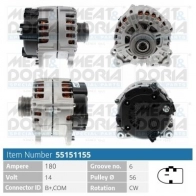 Генератор MEAT & DORIA 55151155 Audi A6 (C7) 4 Седан 3.0 Tdi Quattro 245 л.с. 2011 – 2018 QKHM L3