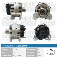 Генератор MEAT & DORIA 55151199 Audi A1 (8X) 1 2010 – 2018 56W7E U