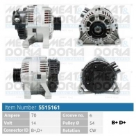 Генератор MEAT & DORIA 5NT LF Peugeot 306 1 (7A, 7C, N3, N5) Хэтчбек 1.9 D 69 л.с. 1998 – 2001 5515161