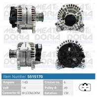 Генератор MEAT & DORIA HCZ WDM 5515170 Audi TT (8S) 3 2014 – 2020