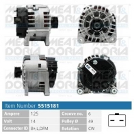 Генератор MEAT & DORIA Renault Laguna (BG) 2 Хэтчбек 2.2 dCi 140 л.с. 2005 – 2007 5515181 G VVZZR2