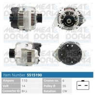Генератор MEAT & DORIA 7 93IR4S Renault Kangoo (KC) 1 Минивэн 1.9 dTi (KC0U) 80 л.с. 2000 – 2025 5515190