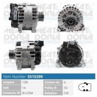 Генератор MEAT & DORIA Ford Mondeo 4 (CA2, BA7) Седан 2.0 TDCi 163 л.с. 2010 – 2015 5515299 YKJXW1 O