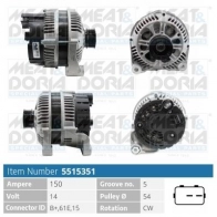 Генератор MEAT & DORIA Bmw 5 5515351 0T0 WB7