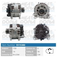 Генератор MEAT & DORIA 5515380 Audi A4 (B8) 4 Универсал 2.7 Tdi 163 л.с. 2008 – 2012 O PM0RY