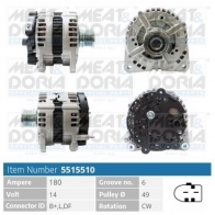 Генератор MEAT & DORIA 63 OIR3O 5515510 Volkswagen Passat CC