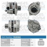 Генератор MEAT & DORIA Renault Master (FD) 2 Фургон 3.0 dCi 140 (HD0S. FD0S. HD1S) 136 л.с. 2003 – 2025 R4R AW8 5520302