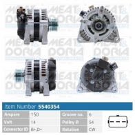 Генератор MEAT & DORIA Volvo C30 5540354 PL I6U5