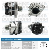 Генератор MEAT & DORIA Toyota Corolla (E120) 9 Хэтчбек 2.0 D 4D (CDE120R. CDE120L) 116 л.с. 2003 – 2007 FV 7I1M 5540430