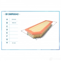 Воздушный фильтр CWORKS B13MR0042 1439699487 H JRLLH - Изображение 2
