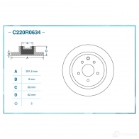 Тормозной диск CWORKS G6X9 TE 1439702066 C220R0634 - Изображение 2