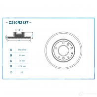 Тормозной диск CWORKS 1439702314 I E2FC C210R2137 - Изображение 2