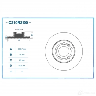 Тормозной диск CWORKS C210R2100 AX9WN UH 1439702364 - Изображение 2