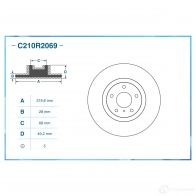 Тормозной диск CWORKS 1439702436 C210R2069 G TTF4 - Изображение 2