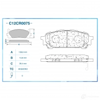 Тормозные колодки дисковые, комплект CWORKS 1439702542 C12CR0075 V K4MU8S - Изображение 2