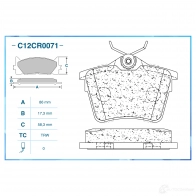 Тормозные колодки дисковые, комплект CWORKS PY9ZF P0 1439702547 C12CR0071 - Изображение 2