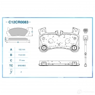 Тормозные колодки дисковые, комплект CWORKS C12CR0083 1439702549 B U1PBP1 - Изображение 2