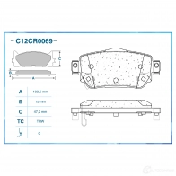 Тормозные колодки дисковые, комплект CWORKS CGRXF 6R 1439702552 C12CR0069 - Изображение 2