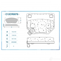 Тормозные колодки дисковые, комплект CWORKS Y0Y5 HCG 1439702565 C12CR0076 - Изображение 2