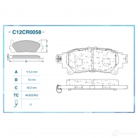 Тормозные колодки дисковые, комплект CWORKS C12CR0058 1439702567 E2 TRP6P - Изображение 2