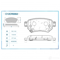Тормозные колодки дисковые, комплект CWORKS 4 B3ETZ C12CR0062 1439702569 - Изображение 2