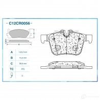 Тормозные колодки дисковые, комплект CWORKS C12CR0056 Y42 OES 1439702571 - Изображение 2