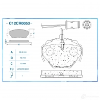 Тормозные колодки дисковые, комплект CWORKS C12CR0053 1439702579 6Q 0ZXRG - Изображение 2