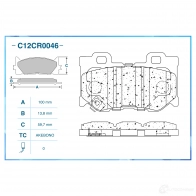 Тормозные колодки дисковые, комплект CWORKS C12CR0046 1439702593 JD MV23 - Изображение 2