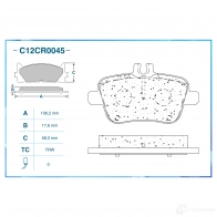 Тормозные колодки дисковые, комплект CWORKS YAD5S ZG C12CR0045 1439702594 - Изображение 2