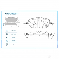 Тормозные колодки дисковые, комплект CWORKS 1439702595 LAGH9 0P C12CR0035 - Изображение 2