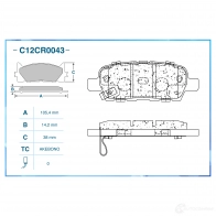 Тормозные колодки дисковые, комплект CWORKS 1439702597 M RXN9 C12CR0043 - Изображение 2