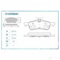 Тормозные колодки дисковые, комплект CWORKS A7NAPS Z 1439702603 C12CR0032 - Изображение 2