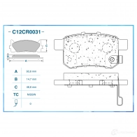 Тормозные колодки дисковые, комплект CWORKS FV RQ4N C12CR0031 1439702604 - Изображение 2