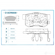 Тормозные колодки дисковые, комплект CWORKS 1439702606 C12CR0030 T 50RH1G - Изображение 2