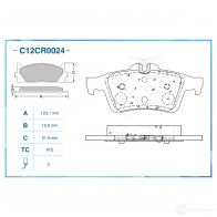 Тормозные колодки дисковые, комплект CWORKS 1439702607 C12CR0024 F2 I28 - Изображение 2