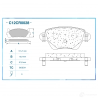 Тормозные колодки дисковые, комплект CWORKS F0O48 2 C12CR0028 1439702615 - Изображение 2