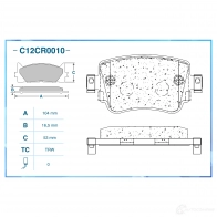 Тормозные колодки дисковые, комплект CWORKS AW4 HL 1439702618 C12CR0010 - Изображение 2
