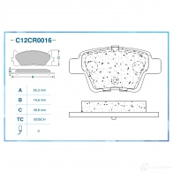 Тормозные колодки дисковые, комплект CWORKS C12CR0016 3XI5HI V 1439702629 - Изображение 2