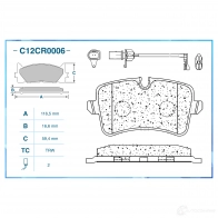 Тормозные колодки дисковые, комплект CWORKS FOW 0X1 C12CR0006 1439702630 - Изображение 2